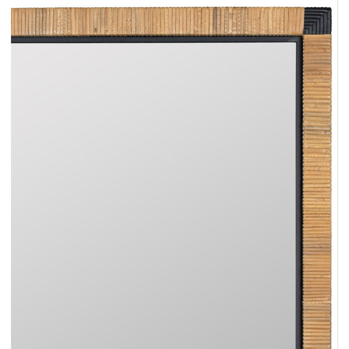 Aerin Rattan Framed Wall Mounted Accent Mirror in Natural Rattan And